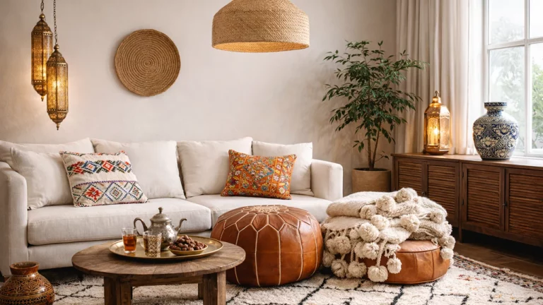Salon moderne avec touches marocaines