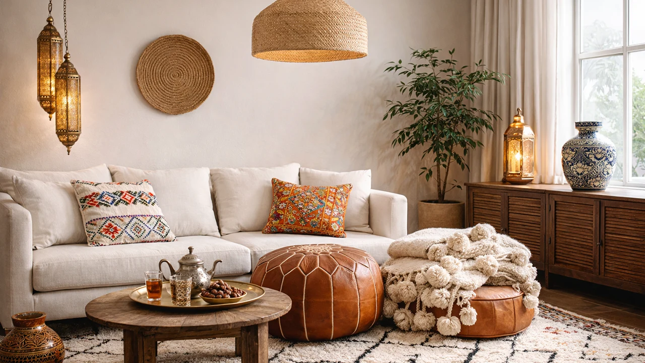Salon moderne avec touches marocaines