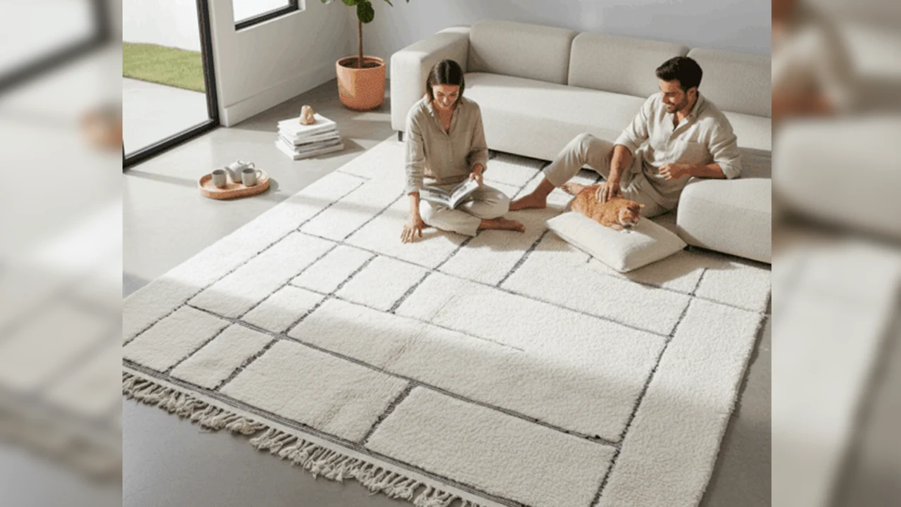 tapis berbere fait main laine decoration salon marocain interieur chaleureux