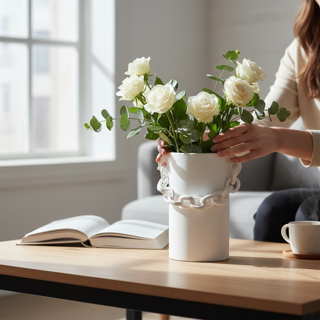 Vase corsaire ornement B blanc