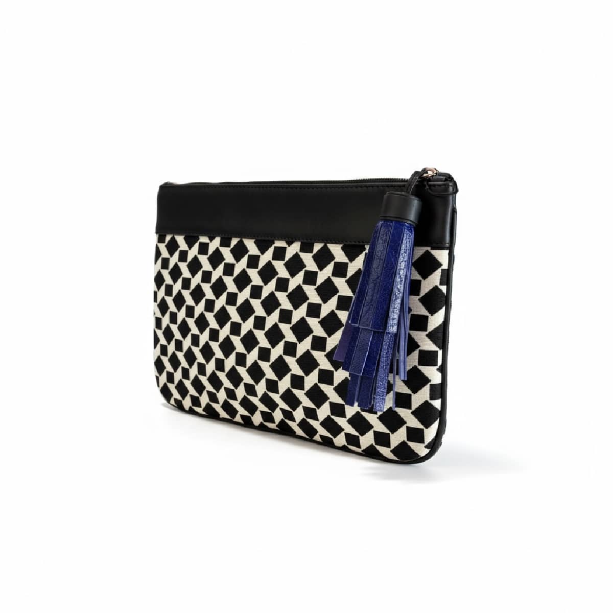 Pochette Oreka graphique pompon cuir sky