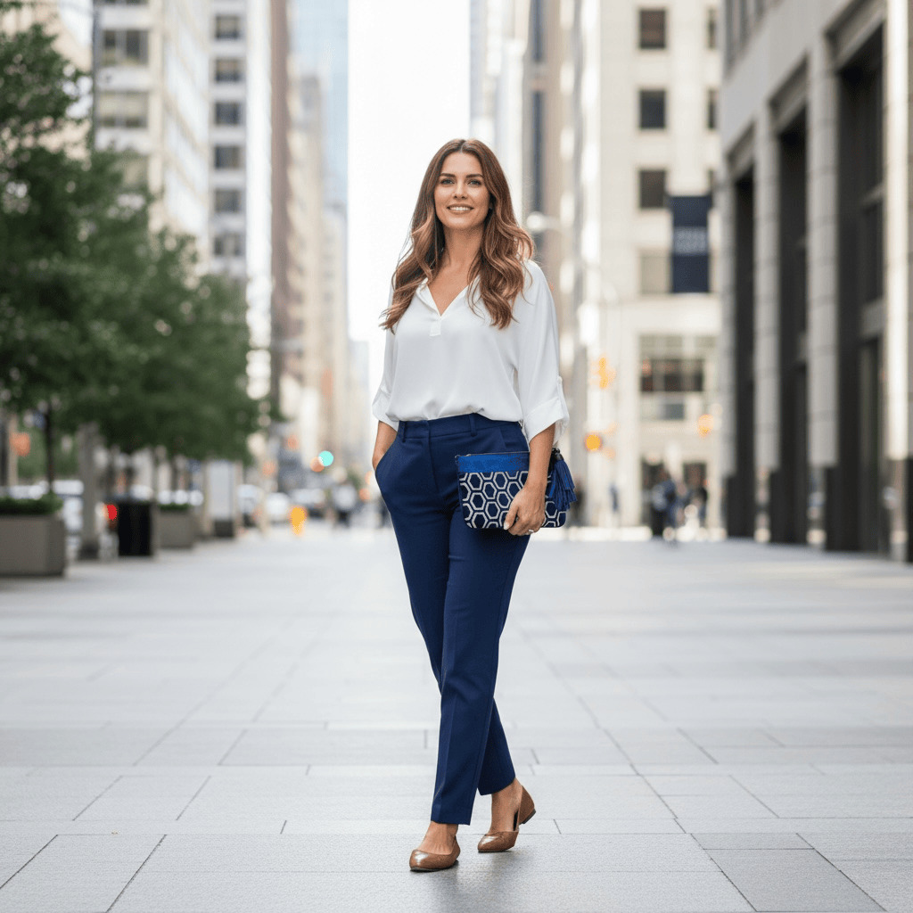 Pochette bleu pompon bleu